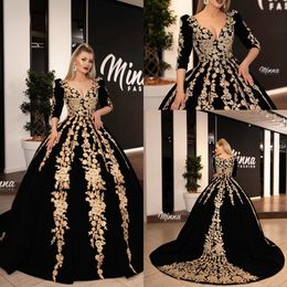 Elegante zwarte baljurk prom jurken kralen v-hals fluwelen vloer lengte formele jurk avondkleding jurken vestido de festa abendkleider