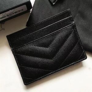 Elegant Black Caviar Wallet Lady Brand Carte Holder Fashion Women Credit Cards Card CART