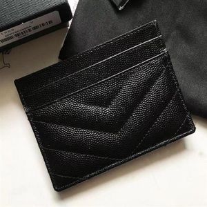 Elegante zwarte kaviaar portemonnee Dame merk kaarthouder Mode Dames creditcards tas Mini lederen portemonnee259m