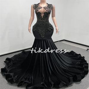 Élégant robes de bal en velours noir 2024 pour les filles noires o coude de coude africain robe de soirée plus taille