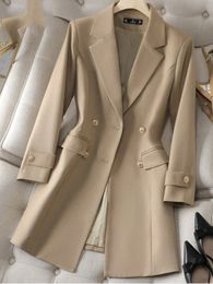 Eleganter Blazer-Mantel für Frauen, langärmelig, koreanische Streetwear, Freizeitjacke, zweireihig, schlank, Frühling, Sommer, Mäntel 240117