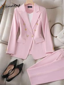 Elegant Blazer Women Office Wear Us Sets Ensembles à douilles à manches longues à manches longues Blazers Blazers Suisses pantalons