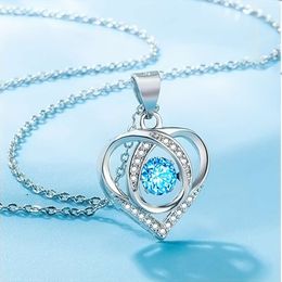 Collier pendentif en forme de cœur avec strass bleu élégant, 1 pièce, cadeau d'anniversaire de vacances exquis pour adolescents