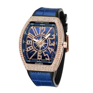 Elegante blaue Mode-Luxusdesigner-Diamant-Alligatorlederarmband-Kalenderdatum-Quarz-Batterieuhren für Männer und Frauen220L