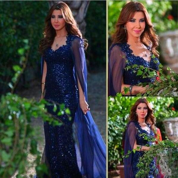 Elegante vestido de noche con lentejuelas azules, vestido tubo con cuello en V, manga larga, gasa, Dubai, vestidos formales de graduación, vestidos de fiesta campestres