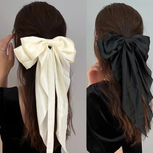 20 -stcs/lot elegante boog lint haarclip voor vrouwen mode solide satijnen veerclip veerclip hoofdband met clips meisjes haaraccessoires