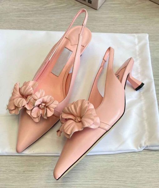 Marque élégante Amita fleurs sandales chaussures femmes en cuir Nappa fronde dos pompes fête mariage dame bout pointu talons hauts luxe marche EU35-42