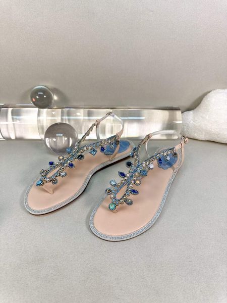 Élégante marque Diana Thong Sandals Chaussures Crystal Straps Casual Walking Cleo sandales en cuir satinéParty, Dress, Evening Lady Gladiator Sandalias EU35-43 With Box