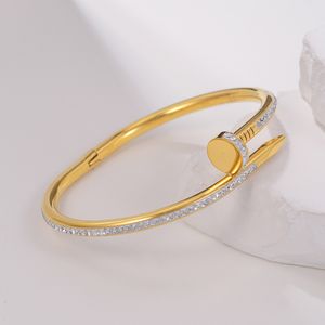 Elegante marca de joyería, brazalete de uñas de circonio blanco, pulsera para regalo de amantes