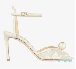Elegant Merk Sacora Vrouwen Witte Parel Sandalen Schoenen V-cut Peep Toe Stiletto Hakken Floaty Pumps Dress Party Bridal Lady Sandalias