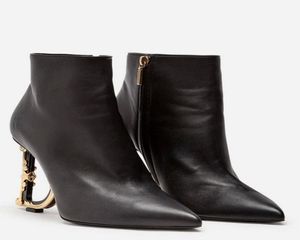 Elegant Brand Winter Keira Ankle Boots Women Pop Heel Black Patent Leather Lady Booties Barokke hakken Martin Knight Booty EU35435885972