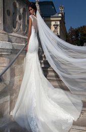Voiles de mariée élégants avec bord coupé cathédrale longueur 3m5m 10m super long un niveau tulle blanc ivoire vendant des voiles de mariage F113958012