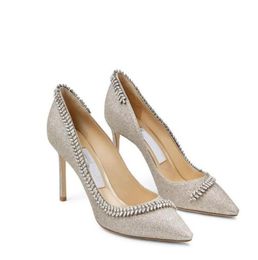 Robe de mariée nuptiale élégante Sandale Romy Femmes Chaussures Léchardtoe Pointtoe Highheed Shoe Leaf Crystals Particule Talons H796794623