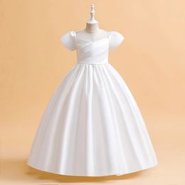 Robes de demoiselle d'honneur élégantes pour filles robe de soirée de mariage blanc cérémonie de première communion longue robe de soirée enfants vêtements d'été 240305