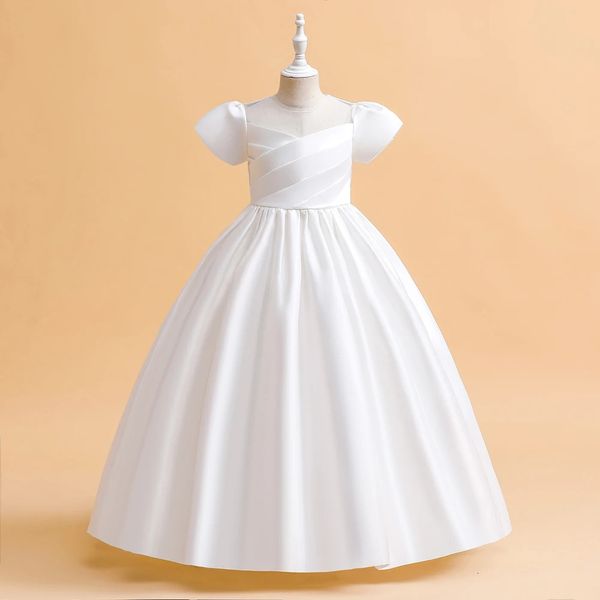 Vestidos elegantes de dama de honor para niñas, vestido de fiesta de boda, ceremonia de primera comunión blanca, vestido de noche largo, ropa de verano para niños 240321