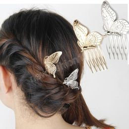 Elegante pettine per capelli a farfalla fermagli per capelli in lega per ragazze accessori per capelli per donna fermagli per capelli in nastro d'oro forcine per capelli copricapo retrò