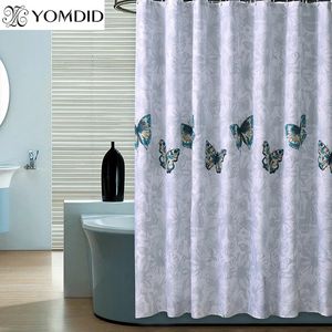 Rideau de douche de motif de papillon élégant rideaux de salle de bain avec crochets rideaux de tissu en polyester respectueux de l'environnement pour décoration de bain à la maison 240320