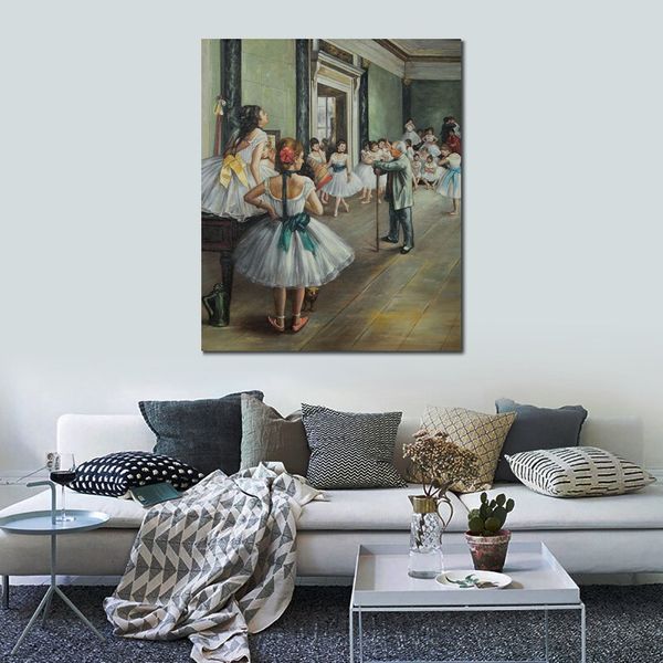 Toile élégante Art de la danse la classe de danse peintures figuratives d'Edgar Degas pour décor de maisons contemporaines