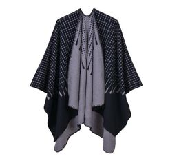 Poncho largo elegante de imitación de Cachemira para mujer, bufandas cálidas de invierno, chal cuadrado de Jacquard para mujer, capas de otoño, Scarves1165640