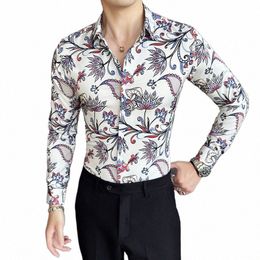 Elegante Cew Frs Digital Printing Bloemen Shirts voor Mannen Herfst Revers Camisa Para Hombre Plus Size 6XL heren Dr shirt O9Ye #