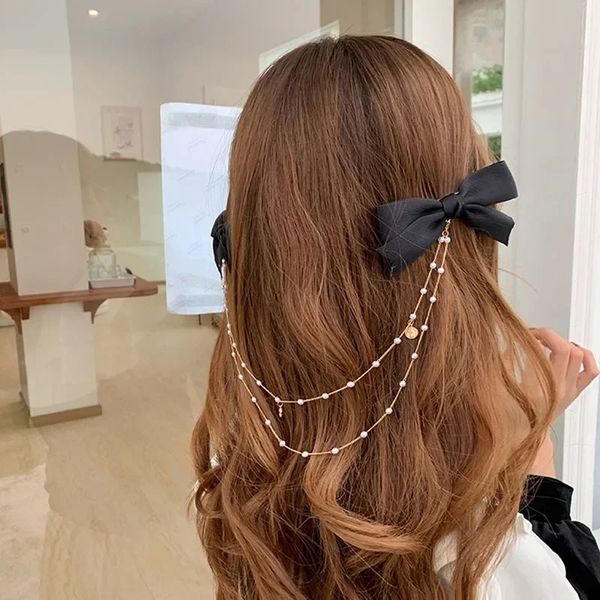 Épingles à cheveux de couleurs de couleur unie de chaîne élégante pour fille pince à cheveux noire pour femmes accessoires de cheveux à cheveux satin doux