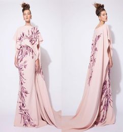 Elegante chiffon bloem equin avondjurken roze formele jurk lange lengte azzi en osta 2016 prom jurk Arabic Middle Eastern Sty4658963