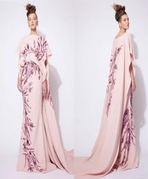 Elegante chiffon bloem equin avondjurken roze formele jurk lange lengte azzi en osta 2016 prom jurk Arabic Middle Eastern Sty3440075