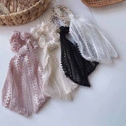 Elegante chill-stijl lolita haar lint banden voor vrouwen paardenstaart touw kant en parel mode haar scrunchie zoete haaraccessoires