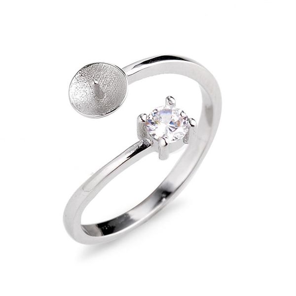 Bague en argent sterling 925 avec montures de perles de style classique élégantes