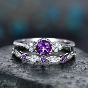 Elegante creatieve high-end vrouwen trouwring 2 paren per set groothandel aangepaste diamant ring verlovingsring