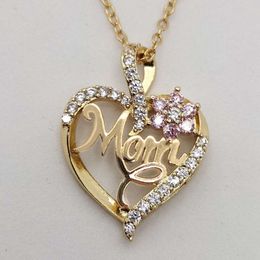 Elegante creatieve trendy prachtige hartbloem "MOM" hanger ketting decoratieve accessoires vakantie verjaardagsfeestje jubileum sieraden