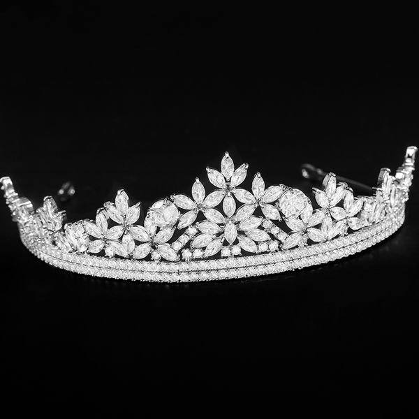 Tiara de flores de cristal elegante, tiaras y coronas para el cabello para mujer, boda, novia, fiesta de cumpleaños, regalos de joyería, accesorios para el cabello