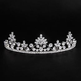 Élégant cristal mariage couronne cheveux bijoux mariée casque couleur argent fleur diadème fête d'anniversaire cadeau accessoires