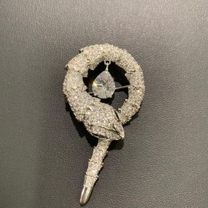 Broche serpent en zircon cubique, élégante, broches en cuivre, mode unisexe, bijoux pour manteau, femmes et hommes