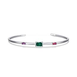 Bracelet manchette élégant de créateur pour femme de luxe en argent sterling 925 et or 18 carats, bijoux rectangulaires colorés en zircone cubique 5A, coffret cadeau