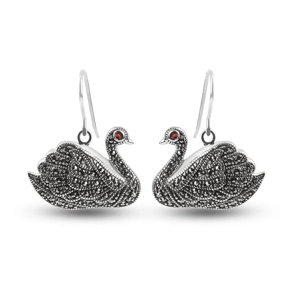 Pendientes colgantes elegantes con forma de cisne de plata de ley S925 para mujer, joyería de moda para mujer, regalos de cumpleaños para fiesta de boda