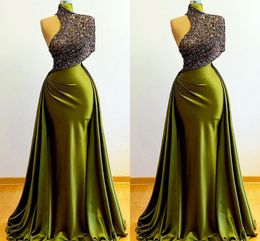 Robe de soirée sirène vert foncé élégante, longueur au sol, en satin pailleté, asymétrique épaule plissée, soirée formelle, deuxième réception, anniversaire, robe de concours, robes de bal