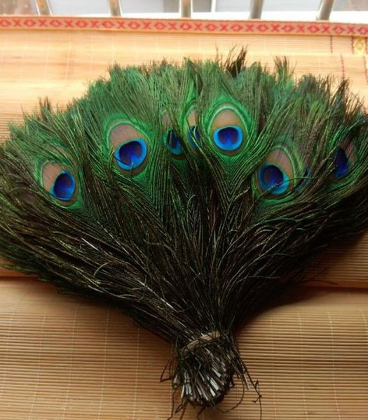 Elegantes materiales decorativos reales plumas de pavo de pavo pavo real alrededor de 25 a 30 cm HJ1702282540