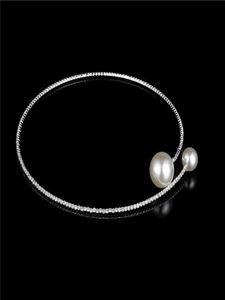 Collier ras du cou élégant et délicat avec strass en cristal, grande perle, simple brin, fausse perle, collier en diamant pour femmes9747159