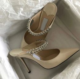 Elegant Ontwerp Bing Baily Trouwjurk Hoge Hakken Vrouwen Kristal Parel Band Vrouwen Pompen Punt Teen Sexy Dame Wandelschoenen EU35-41