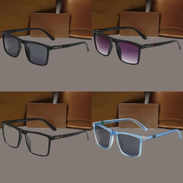 Elegantes gafas de diseño Sombrillas Lentes degradadas UV400 Polarizadas Gafas de lujo Marco cuadrado Claro Azul Blanco Espejo Piernas Letras Gafas de sol al aire libre HJ079 C4