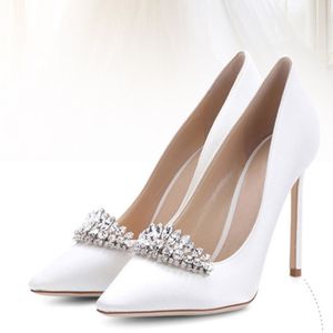 Élégant Designer Satin Femmes Chaussures hautes talon pour les mariages paillettes Chaussures nuptiales Summer Prom Party Wear 300r