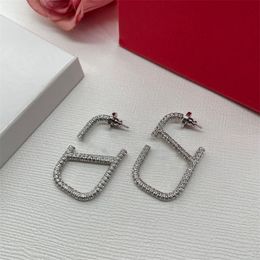 Elegante ontwerpers oorbellen luxe vrouwen orecchini roestvrij staal tienermeisjes stud 12 14 jaar oude strass vergulde v letters sieraden vrouw ohrringe ZB031 F23