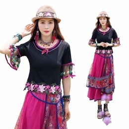 Robe élégante pour femmes, vintage, chemise chinoise orientale, costume tang, hauts d'été traditionnels, broderie dr, haut pour femme, I29M #