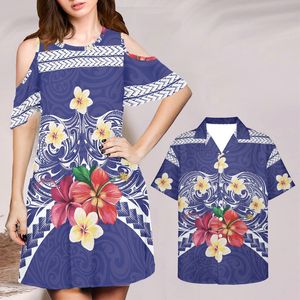 Vestidos elegantes para mujeres y hombres Camisas Ropa de pareja 4XL Azul marino Rojo Boho Floral Vestido Negro Off The Dropship 220627