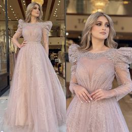 Elegant Evening A Line Illusion Manches longues Forme Prom Robe Prom Robes Robes cristallines pour OCN spécial