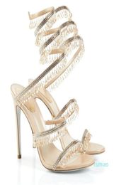 Sandalias elegantes de noche Chandeler Rene, zapatos para mujer, tacón de aguja, suelas brillantes, cuentas de cristal para mujer, Caovillas, tacones altos 8612540