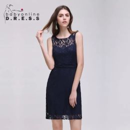 Vestido de noche elegante para mujer, apliques florales, ilusión, espalda abierta, manga corta, largo hasta la rodilla, vestido Formal de fiesta, nuevo Cps529