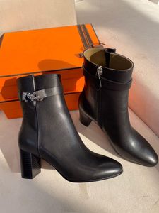 Bottines à talons épais pour femmes, élégantes marques célèbres, bottines de Combat de styliste pour fête de mariage, chaussures noires et brunes