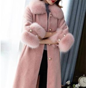Collier de laine long élégant Collier de laine détachable collier de laine de laine Mélange et veste femme solide manteaux d'automne hiver lJ2011105553989